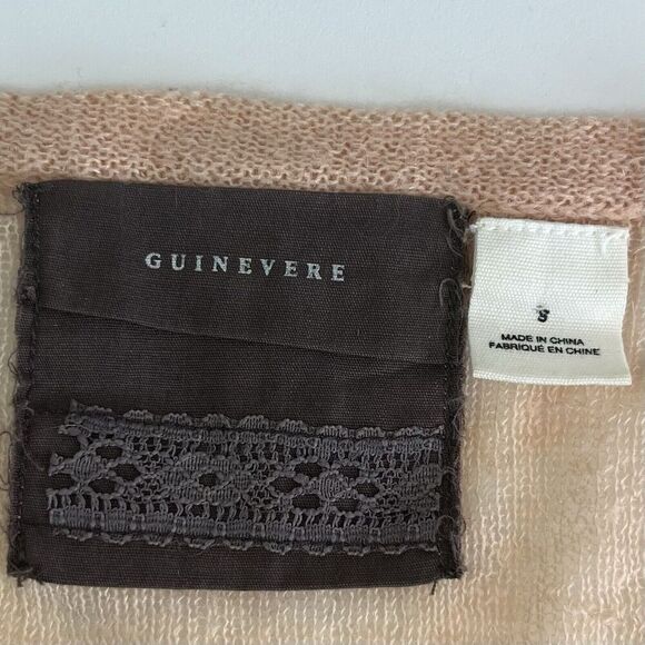 Anthropologie Guinevere Gossamer Mohair Cardigan Sweater S Peach Cottagecore - Picture 4 of 12